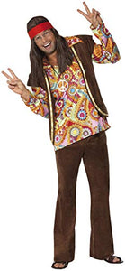 Smiffys Psychedelic 1960s Hippy Costume with Shirt Trousers and Waistcoat multicolour LARGE