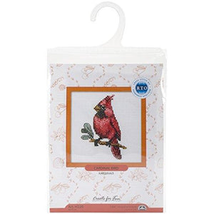 RTO 14 Count Cardinal Bird Counted Cross Stitch Kit, 4 x 4