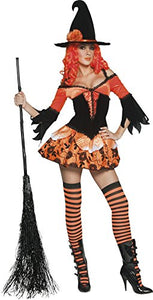 Smiffys Women's Tainted Garden Wicked Witch Costume, Dress and Hat, Size: S, Colour: Orange and Black, 33750