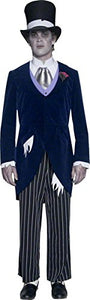 Smiffys Men's Gothic Manor Groom Costume, Jacket, Pants, Cravat & Hat, Size: L, Color: Navy, 33586