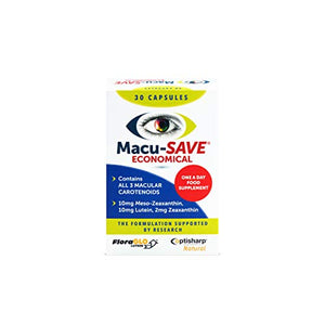 Macu-SAVE Food Supplement for Macular Health with Meso-Zeaxanthin/Lutein and Zeaxanthin - Pack of 30 Capsules