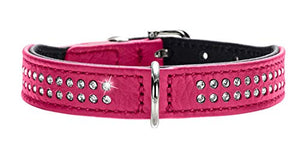 Collar Diamond Petit 24 Nickel-Plated Nappa Pink/Black, 17-21 Cm | Hunter