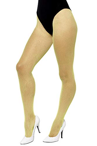 Smiffys Women's 1980's Fishnet Tights (Neon Yellow)
