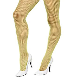 Smiffys Women's 1980's Fishnet Tights (Neon Yellow)