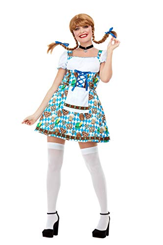 Smiffys 47788XS Oktoberfest Beer Maiden Costume, Women, Blue, XS - UK Size 04-06