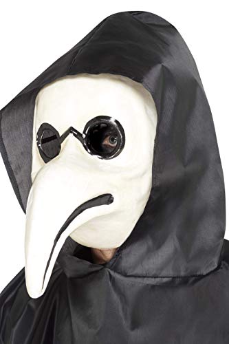 Smiffys 45036 Authentic Plague Doctor Mask, White, One Size