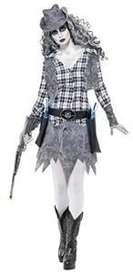 Smiffys Women's Ghost Town Cowgirl Costume, Hat, Waistcoat, Belt and Dress, Ghost Town, Colour: Grey, Size: S,11223
