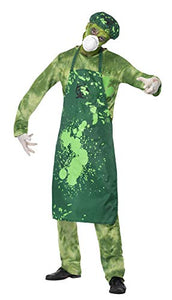 Smiffys Men's Biohazard Male Costume, Pants, Top, Apron, Hat, Mask & Gloves, Size: L, Color: Green, 40049