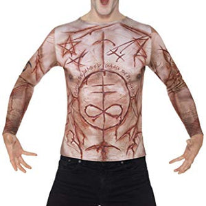 Smiffys Men's Mutilated Skin Costume, T-Shirt, Size: L, Color: Red, 45584