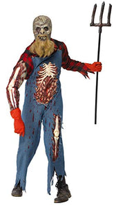 Smiffys Men's Hillbilly Zombie Costume, Jumpsuit, Mask Beard, Shirt, Gloves & Latex Sleeve, Zombie Alley, Colour: Multi-coloured, Size: L, 26862