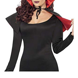 Smiffys Mini Vamp Cape with High Collar - Red and Black