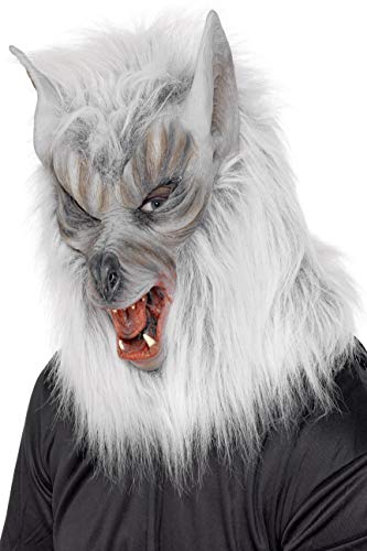 Smiffys Wolf Mask Overhead with Fur - Adult, One Size