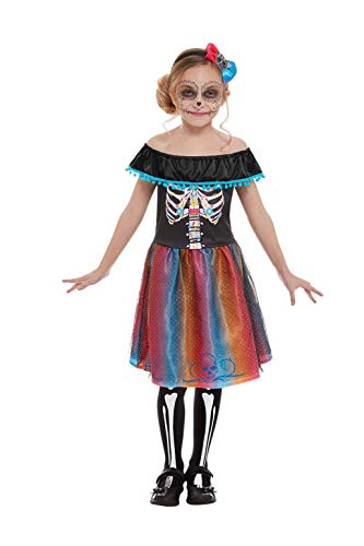Smiffys 50788M Day of The Dead Girl Costume, Multi-Colour, M - Age 7-9 years