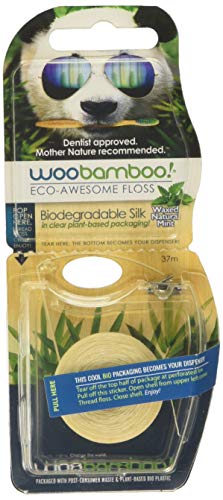 Woobamboo Biodegradable Silk Dental Floss with Natural Beeswax and Organic Mint 37.5 m