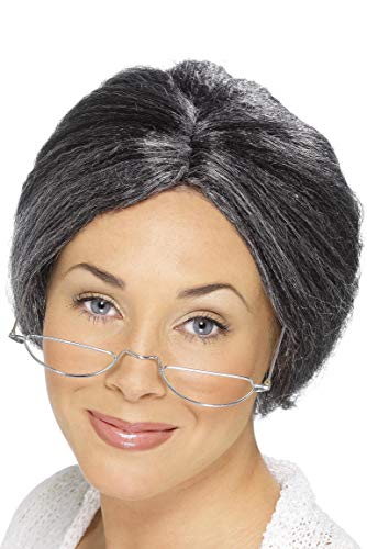 Smiffys Granny Bun Wig - Grey