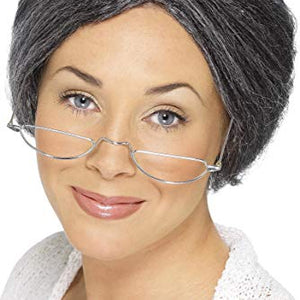 Smiffys Granny Bun Wig - Grey
