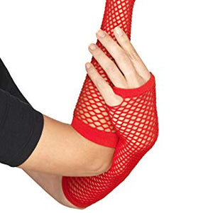 Smiffys Unisex Long Fishnet Gloves (Red)