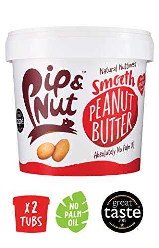 Pip & Nut Smooth Peanut Butter - 2 x 1kg - Absolutely No Palm Oil, Hi-Oleic Argentinian Peanuts, High in Fibre, Vegan Friendly