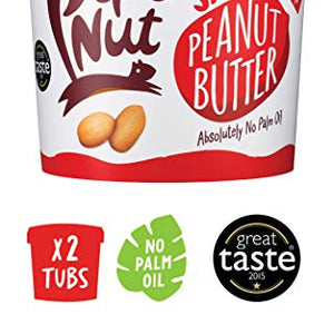 Pip & Nut Smooth Peanut Butter - 2 x 1kg - Absolutely No Palm Oil, Hi-Oleic Argentinian Peanuts, High in Fibre, Vegan Friendly