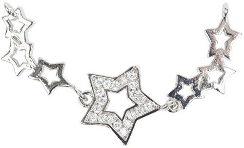 Solid Oak Estrella (TM) Metal Pendant W/Cubic Zirconia Charm-Star Link W/2 Loops