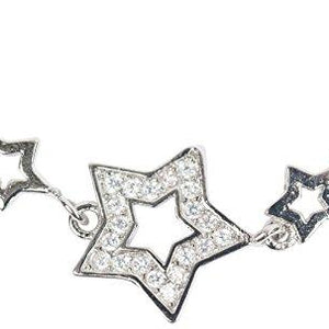 Solid Oak Estrella (TM) Metal Pendant W/Cubic Zirconia Charm-Star Link W/2 Loops