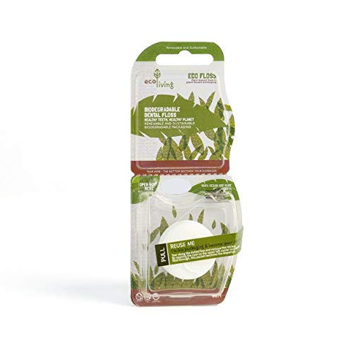EcoLiving Eco Dental Floss–Vegan Approved, Cruelty Free, No GMO Biodegradable Floss–Organic Tooth Floss–Pure Renewable Eco Floss