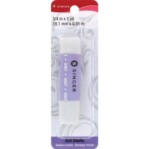 Singer 76034 Knit Polyester Elastic Blister Card, 3/4-Inch by 1-Yard, White