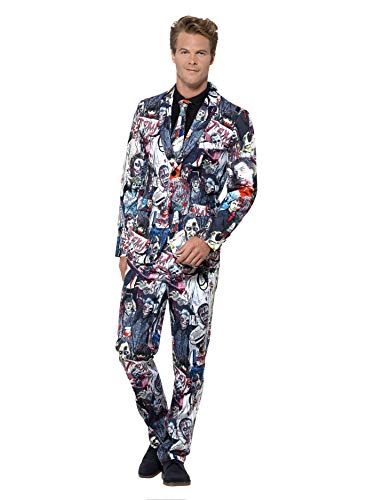 Smiffys Men's Zombie Suit, Jacket, Trousers & Tie, Size: XL, Colour: Multi, 45563