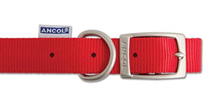 Ancol Viva Lightweight Buckle Collar Red Collar Size 1 to fit 20-26 cm, Weather Proof