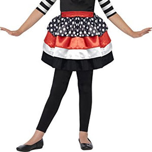 Smiffy's Children's Skully Girl Costume, Dress and Headband, Colour: Black, Red and White, Ages 4-6, 44288