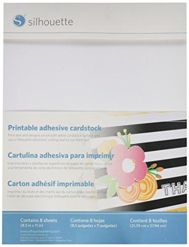 Silhouette Printable Adhesive Cardstock 8.5"X11" 8/Pkg-White (MEDIACRD)