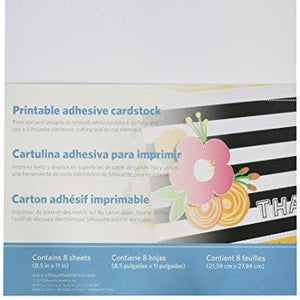 Silhouette Printable Adhesive Cardstock 8.5"X11" 8/Pkg-White (MEDIACRD)