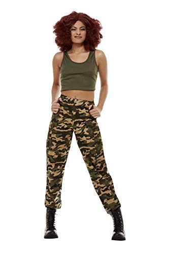 Smiffys 52417L Scary Power Costume, Women, Khaki Green, L - UK Size 16-18