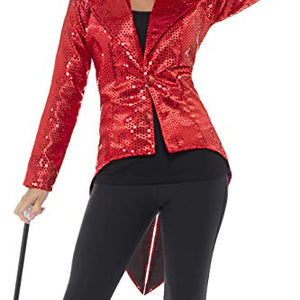 Smiffys 46958S Red Ladies Sequin Tailcoat Jacket