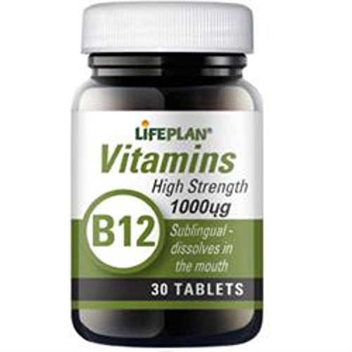 Lifeplan Vitamin B12 1000mcg. One month's Supply. Vegetarian & Vegan. Reduces Tiredness & Fatigue (30 Tablets)