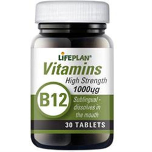 Lifeplan Vitamin B12 1000mcg. One month's Supply. Vegetarian & Vegan. Reduces Tiredness & Fatigue (30 Tablets)