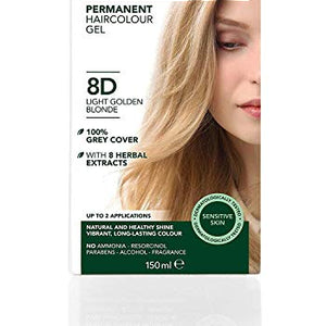 Herbatint Permanent Herbal Hair Colour Gel, 8D Light Golden Blonde, 150 ml