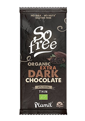 PLAMIL FOODS LTD - No GM Soya So Free Organic Extra Dark 87% Cocoa Thin 80g (PACK OF 12)