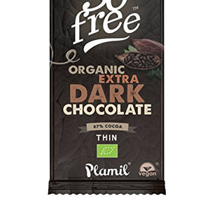 PLAMIL FOODS LTD - No GM Soya So Free Organic Extra Dark 87% Cocoa Thin 80g (PACK OF 12)