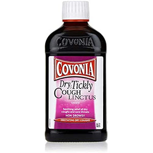 Covonia Dry and Tickly Cough Linctus Syrup, Sore Throat Relief, Non-Drowsy Formula – 300ml
