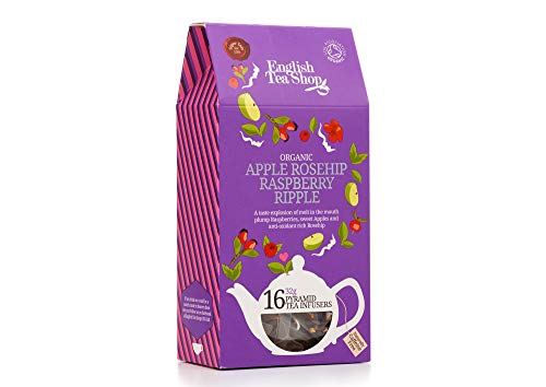 English Tea Shop Organic Apple Rosehip Raspberry Ripple, 16 Pyramid Tea Infusers (Pack of 6)