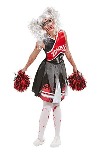 Smiffys 51067L Cheerleader Zombie Costume, Women, Red, L - UK Size 16-18
