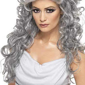 Smiffys Women's Long and Curly Grey Beehive Wig, One Size, Medeia Witch Beehive Wig, 5020570356845