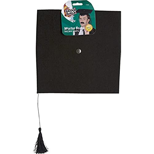 Smiffys Deluxe Mortar Felt Board Hat with Tassel - Black