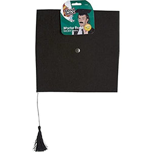Smiffys Deluxe Mortar Felt Board Hat with Tassel - Black
