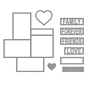 Spellbinders Shapeabilities Friends & Family Frames Timeless Heart Collection Etched/Wafer Thin Dies