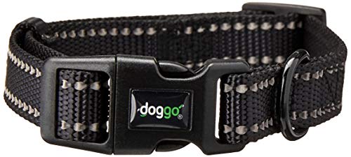 Doggo Reflective Everyday Nylon Dog Collar, Black, Small | Doggo