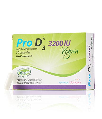 Pro D3 Vegan 3200 IU (Vitamin D3-3200 IU / 80mcg) Vegan Certified - Cruelty Free - Gluten Free - Salt Free - Yeast Free - Gelatin Free - SOYA Free - Peanut Free - Colour Free - Alcohol Free - Halal