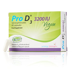 Pro D3 Vegan 3200 IU (Vitamin D3-3200 IU / 80mcg) Vegan Certified - Cruelty Free - Gluten Free - Salt Free - Yeast Free - Gelatin Free - SOYA Free - Peanut Free - Colour Free - Alcohol Free - Halal