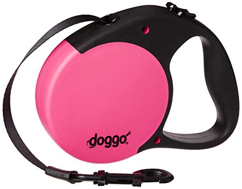 Doggo Everyday Retractable Dog Lead With Soft Grip Handle, Pink, Large | Doggo